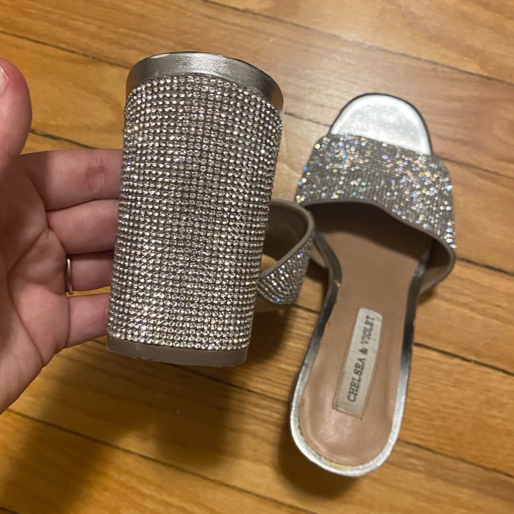 Sparkly chunky open toed heels - Picture 3 of 3